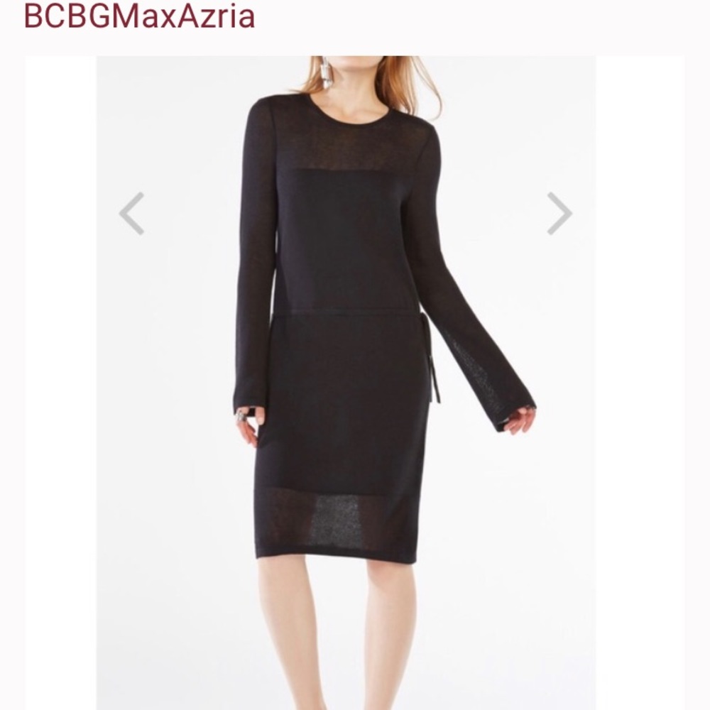 BCBGMaxAzria PINK Long Sleeve Dress w Open Back